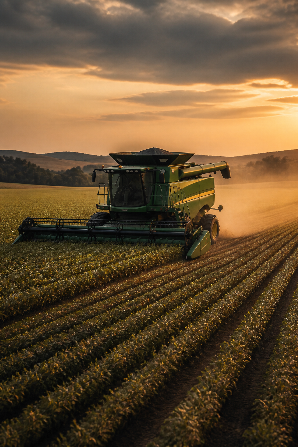 Colheitadeira em campo agrícola